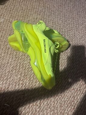 Balenciaga Women's Triple S Neon Green/Yellow Chunky Sneakers